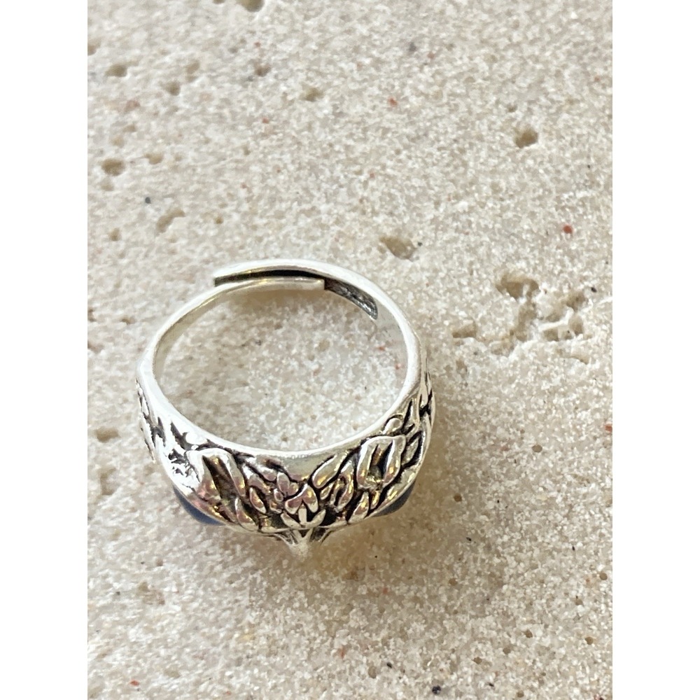 Silver Tone Owl Ring Bright Blue Eyes Animal Bird Statement Whimsical Fairy - Picture 4 of 7